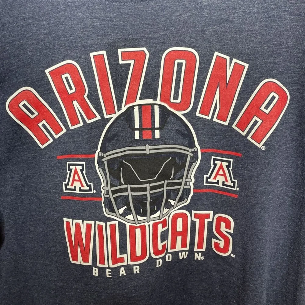 Blue T-Shirt University of Arizona Men’s Large Wildcats Bear Down Football - Picture 3 of 8